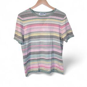 Pendleton Springtime Multicolored Striped Silk Blend T shirt